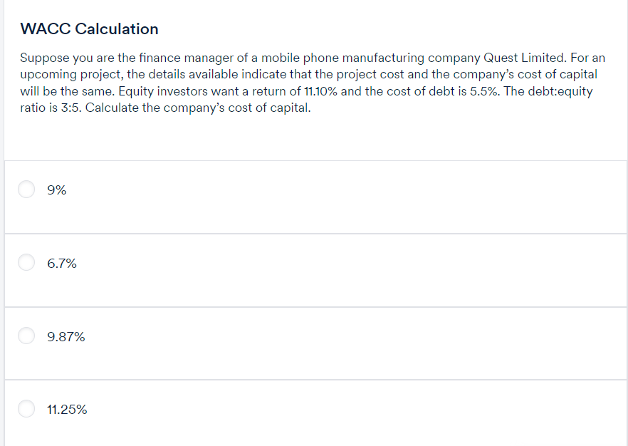 Solved WACC CalculationSuppose you are the finance manager | Chegg.com