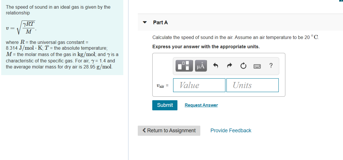 Solved The speed of sound in an ideal gas is given by the | Chegg.com