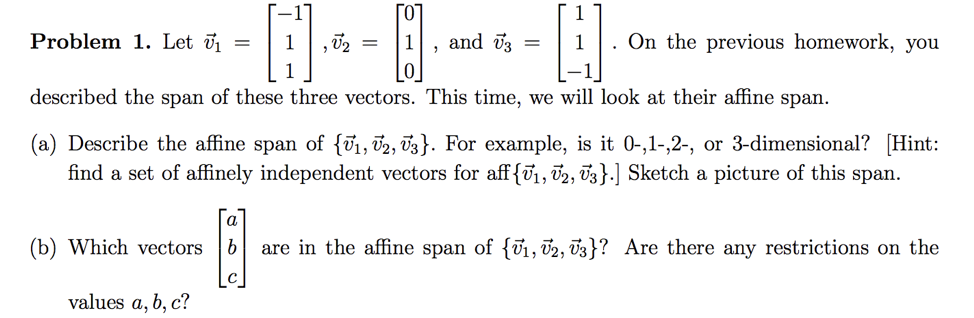 Solved Problem 1. Let vi -1U2 1 and On the previous | Chegg.com