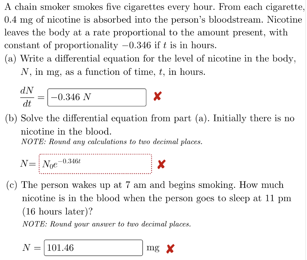 Solved A chain smoker smokes five cigarettes every hour. | Chegg.com