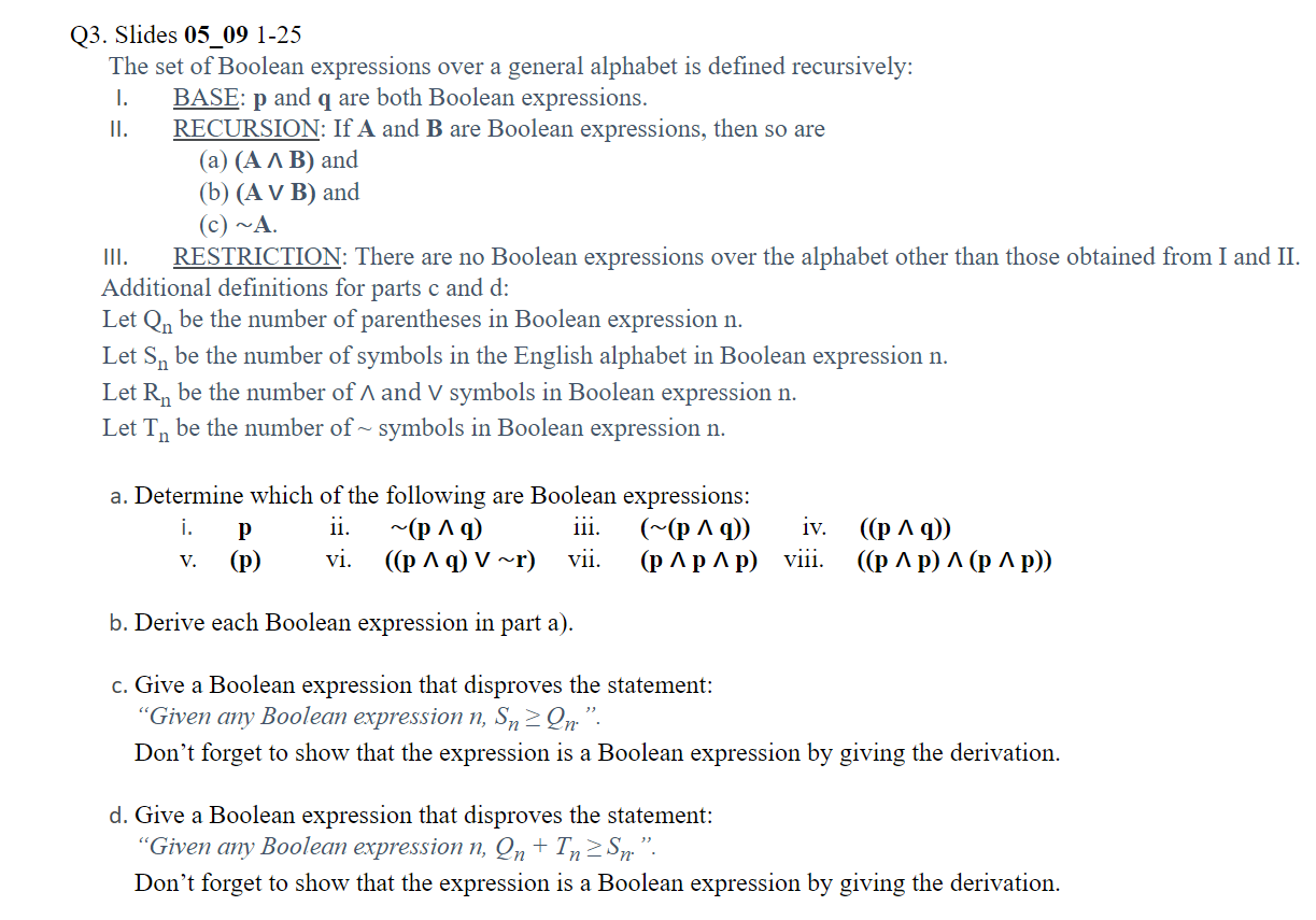 Q3. Slides 05_09 1-25 The set of Boolean expressions | Chegg.com