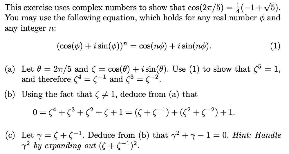 Solved == This exercise uses complex numbers to show that | Chegg.com