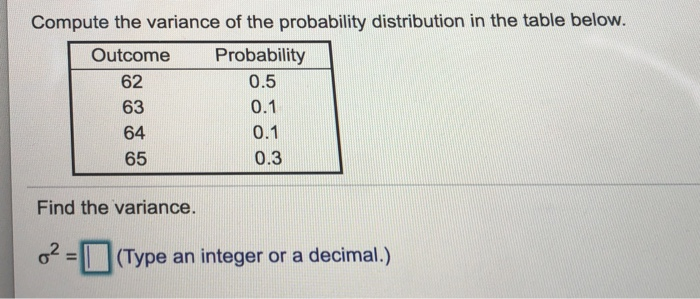 Solved Compute the variance of the probability distribution | Chegg.com