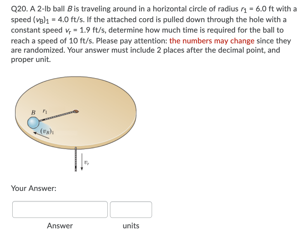 Solved Q19. A 2-1b Ball B Is Traveling Around In A | Chegg.com