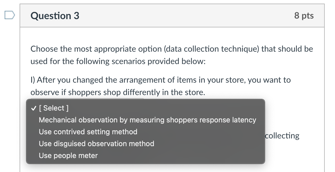 Solved Question 3 8 pts Choose the most appropriate option | Chegg.com