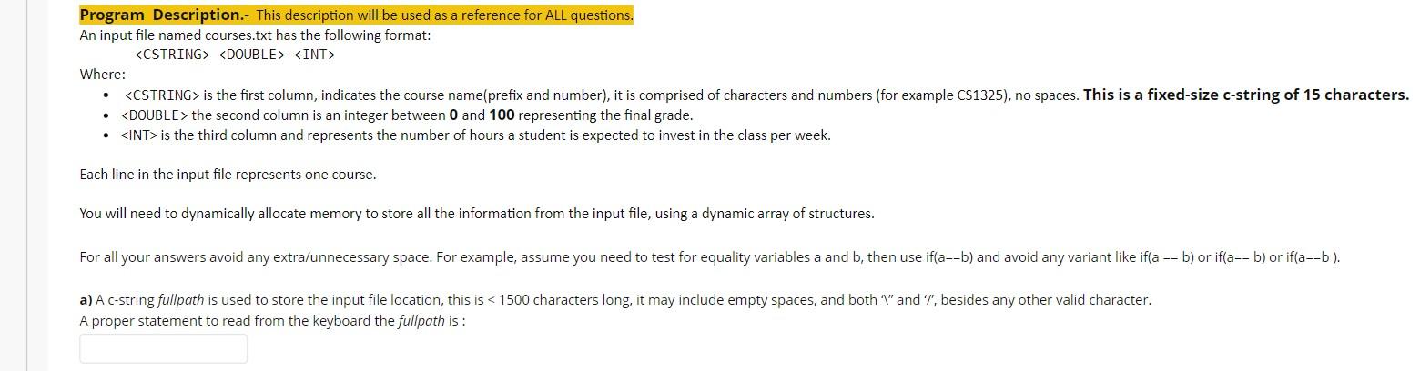 Solved Program Description. This description will be used as | Chegg.com