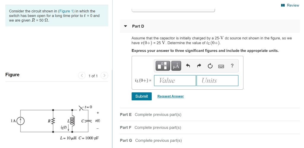 Solved I Review Consider the circuit shown in (Figure 1) in | Chegg.com