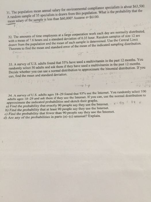 Solved The population mean annual salary for environmental
