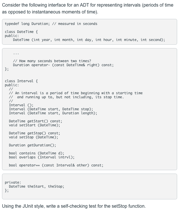 Solved Consider the following interface for an ADT for | Chegg.com