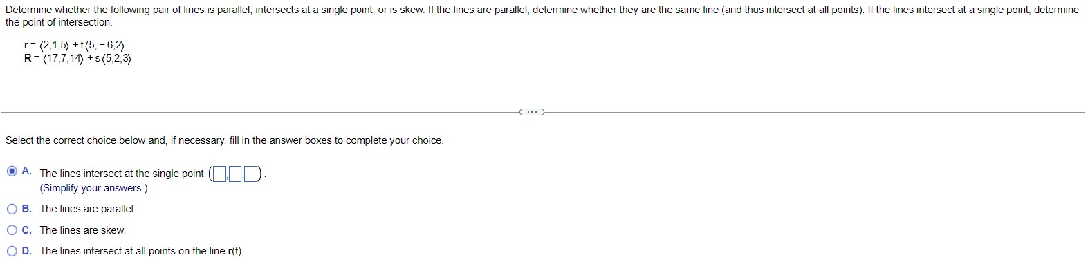 Solved the point of intersection. | Chegg.com