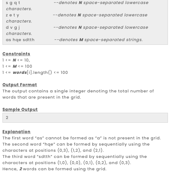 Solved Backtracking: Word Puzzle Alice has made a Nx N grid | Chegg.com