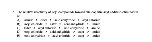 8 The Relative Reactivity Of Acyl Compounds Toward