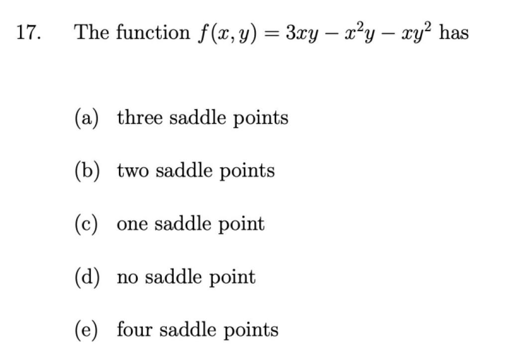 Solved 7 The Function F X Y 3xy−x2y−xy2 Has A Three