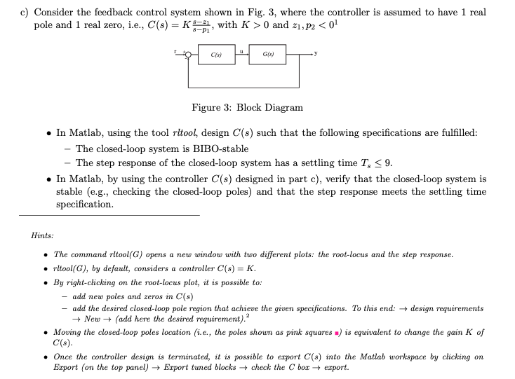 Solved 8-PI c) Consider the feedback control system shown in | Chegg.com