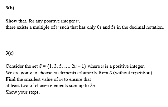Solved 3(b) Show that, for any positive integer n. there | Chegg.com