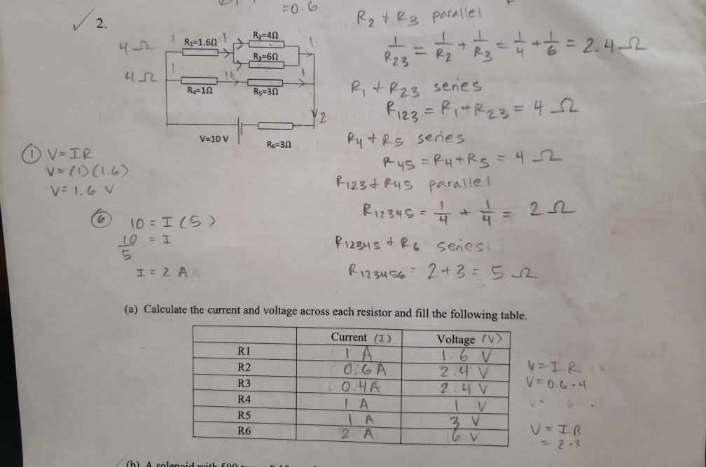 Solved Calculate The Current And Voltage Across Each | Chegg.com