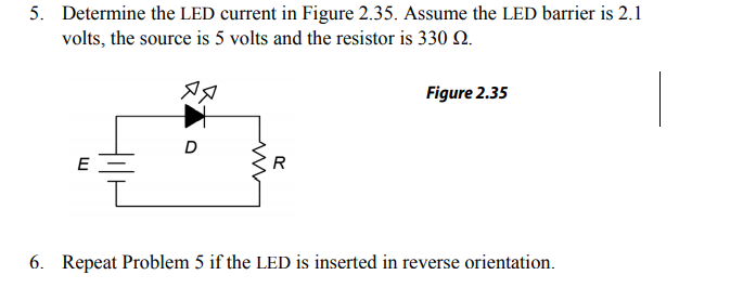 Solved 5. Determine the LED current in Figure 2.35. Assume | Chegg.com