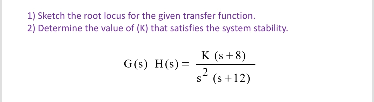 Solved 1) Sketch the root locus for the given transfer | Chegg.com