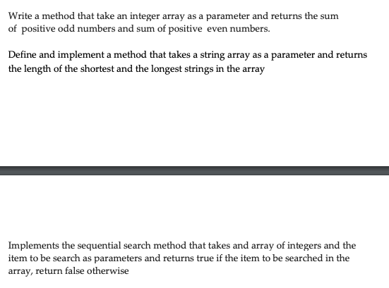Write a method that take an integer array as a | Chegg.com