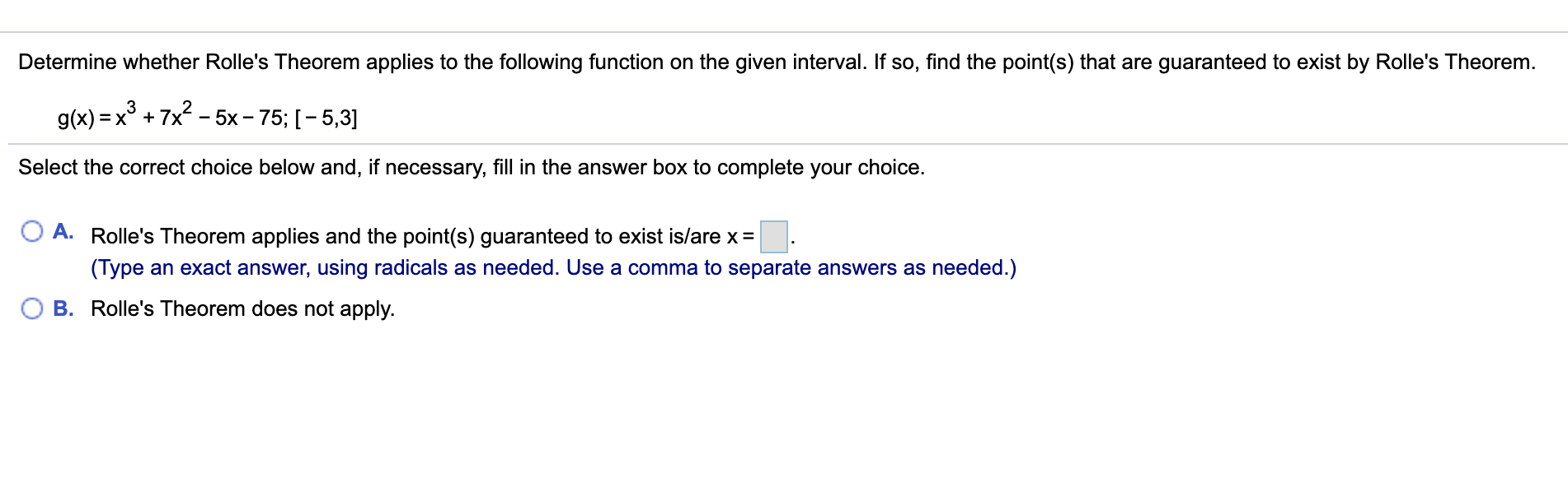 Solved Determine whether Rolle's Theorem applies to the | Chegg.com