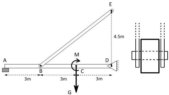 Solved (4 20) A Horizontal Beam Abcd Is Connected In Point D 