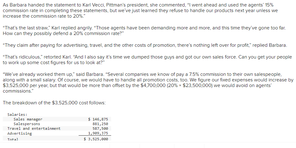 Solved a. The agents' commission rate remains unchanged at | Chegg.com