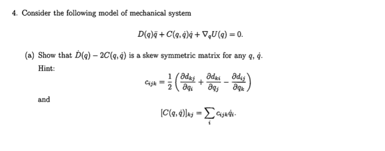 4 Consider The Following Model Of Mechanical Syst Chegg Com