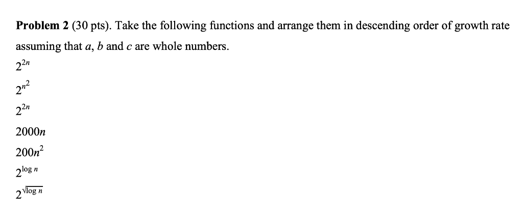 Solved Problem 2 (30 Pts). Take The Following Functions And | Chegg.com