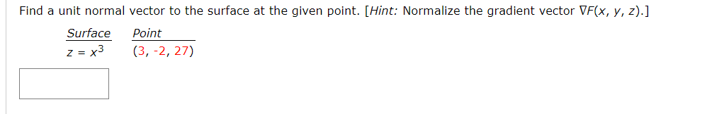 Solved Find a unit normal vector to the surface at the given | Chegg.com