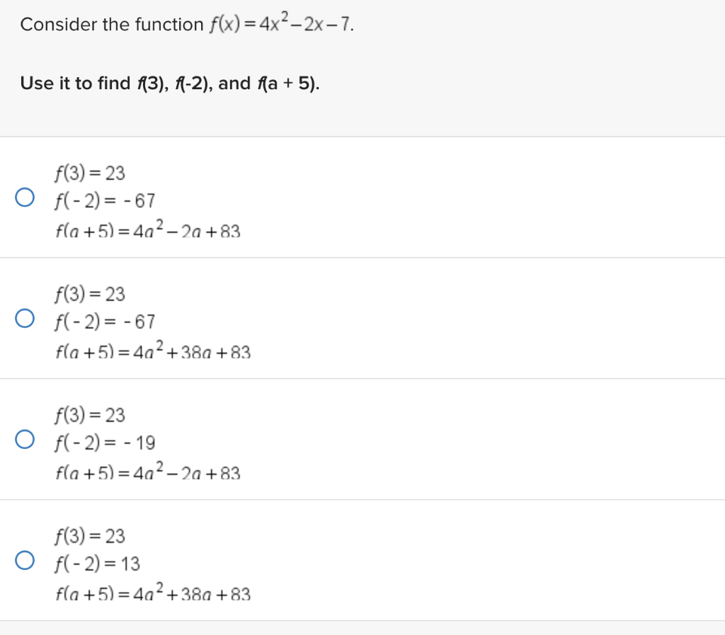 Solved Consider The Function F X 4x2−2x−7 Use It To Find