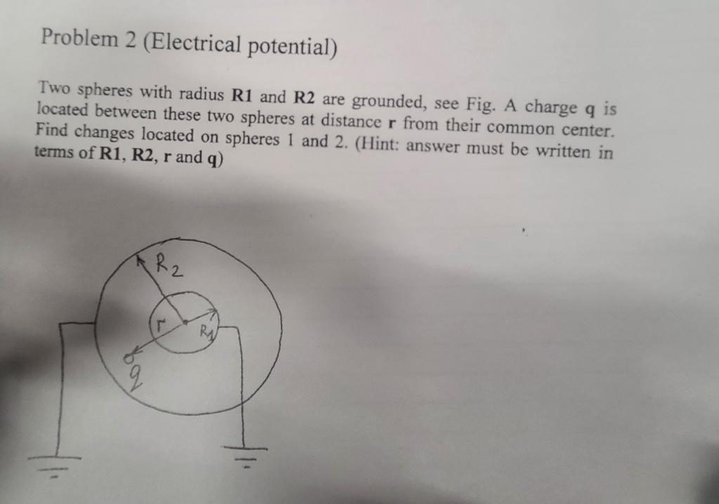 Solved Two Spheres With Radius R1 And R2 Are Grounded, See | Chegg.com