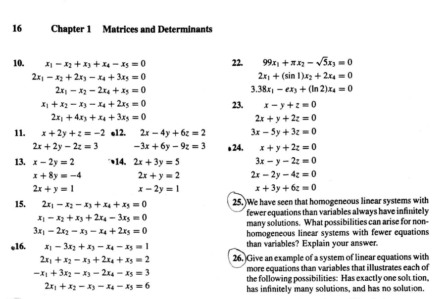 Solved 16 Chapter 1 Matrices and Determinants 10. x1 - x2 + | Chegg.com