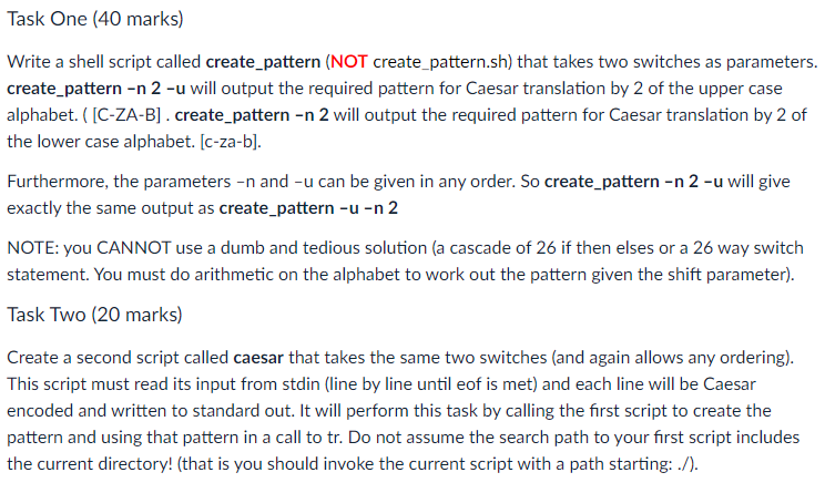 Solved Task One (40 marks) Write a shell script called | Chegg.com