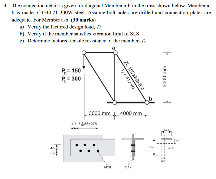 4. The Connection Detail Is Given For Diagonal Member | Chegg.com