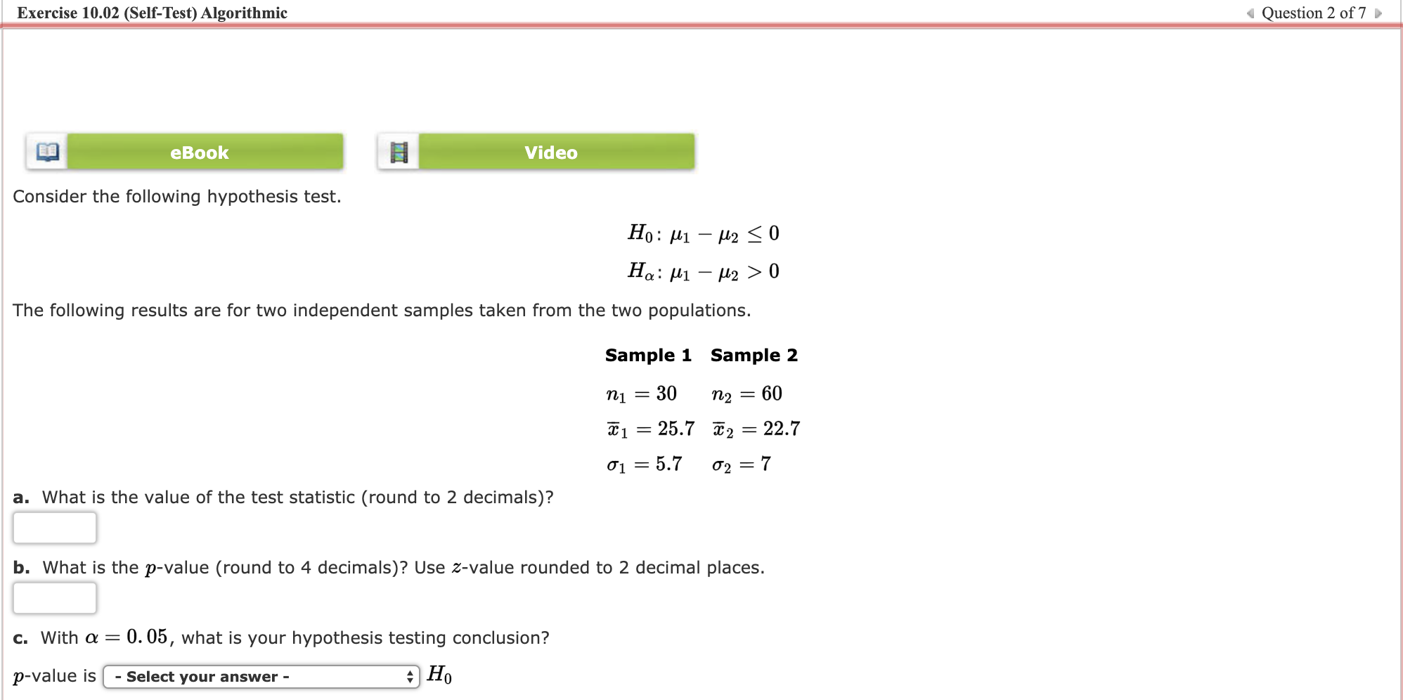 Solved Exercise 10 02 Self Test Algorithmic Question 2 Chegg Com