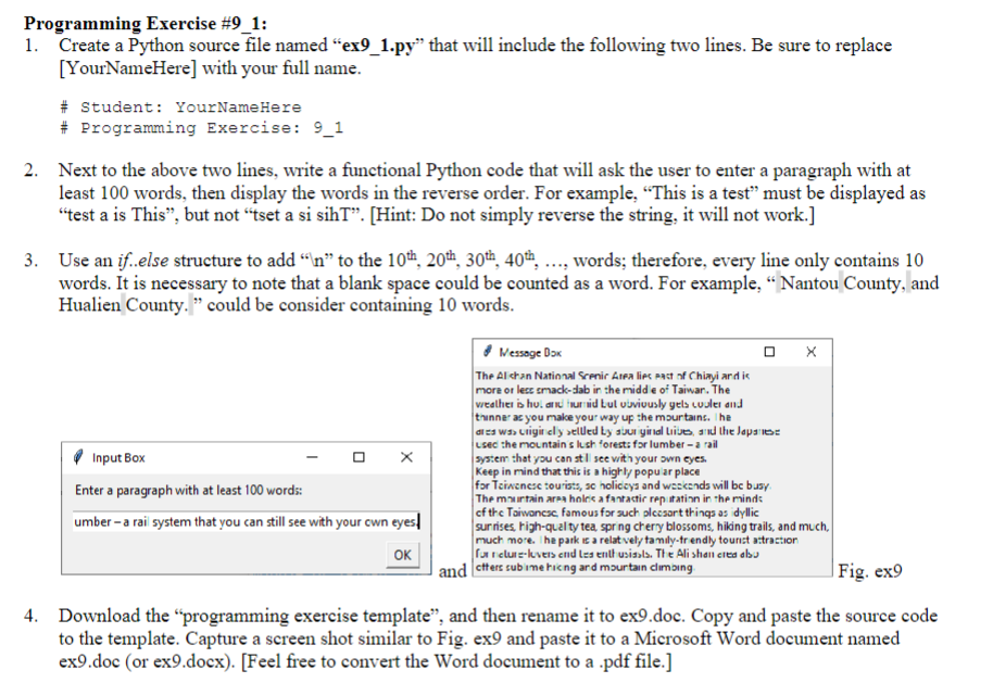 Solved Programming Exercise \#9_1: 1. Create a Python source | Chegg.com