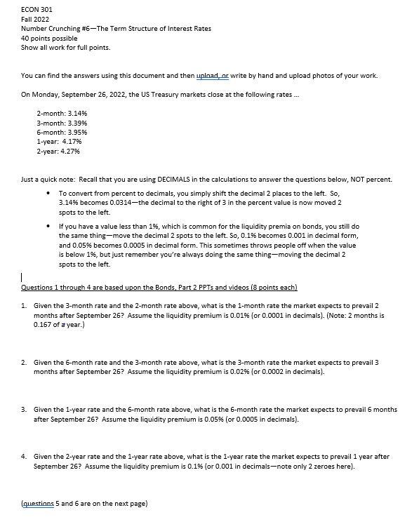 ECON 301 Fall 2025 Number Crunching 6The Term