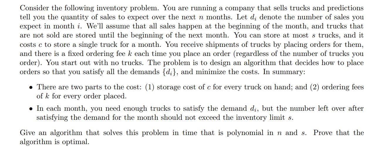 Solved Consider the following inventory problem. You are | Chegg.com