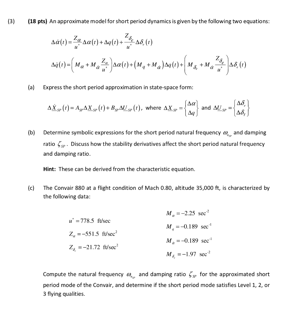 (3)(18 pts) An approximate model for short period | Chegg.com