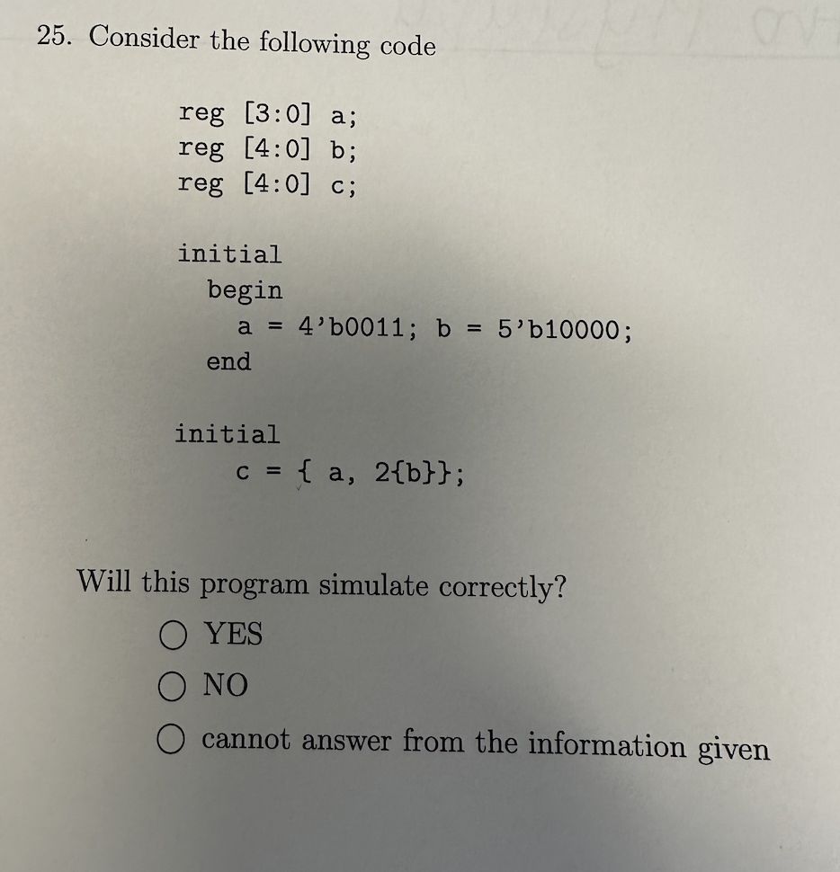 Solved Consider the following code reg [3:0]a; reg [4:0]b; | Chegg.com