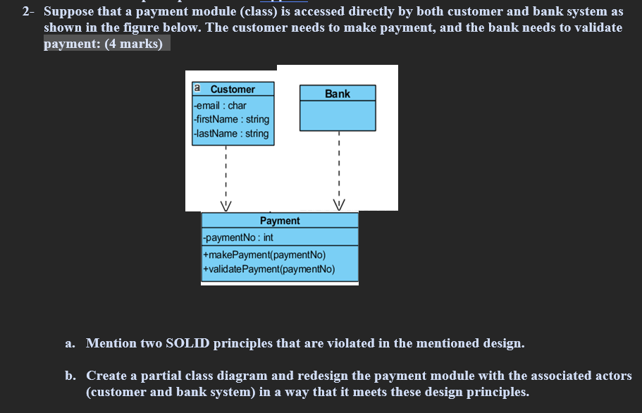 Solved 2- Suppose that a payment module (class) is accessed | Chegg.com