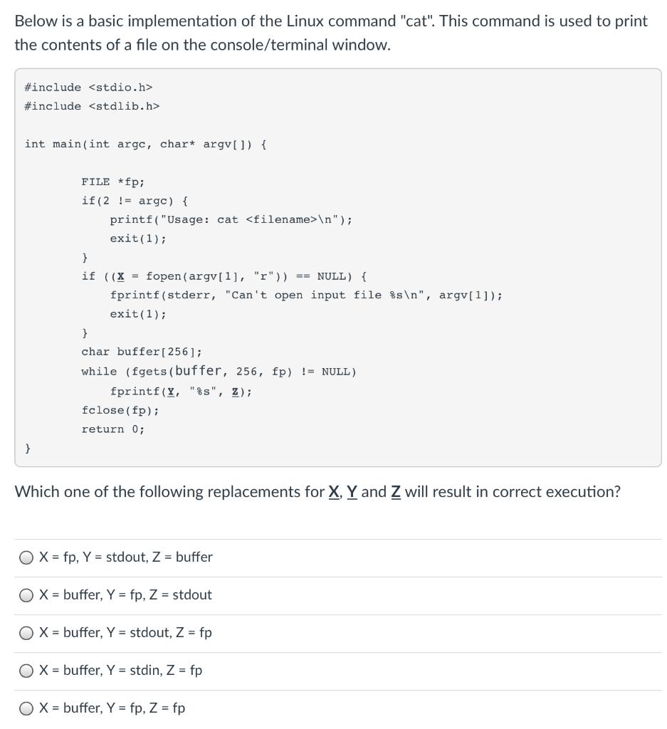 Solved Below is a basic implementation of the Linux command | Chegg.com