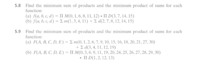 Solved Find the minimum sum of products and the minimum | Chegg.com