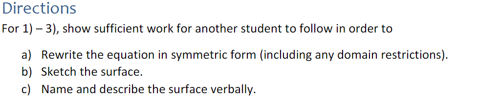 Solved Directions For 1)-3), show sufficient work for | Chegg.com