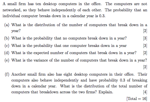 Solved A small firm has ten desktop computers in the office. | Chegg.com