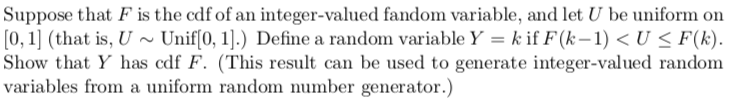 Solved Suppose that F is the cdf of an integer-valued fandom | Chegg.com