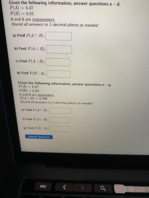 Solved Given the following information, answer questions a - | Chegg.com
