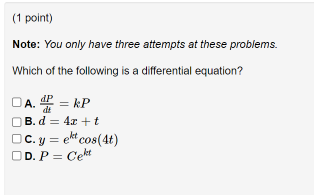 Solved (1 point) Note: You only have three attempts at these | Chegg.com