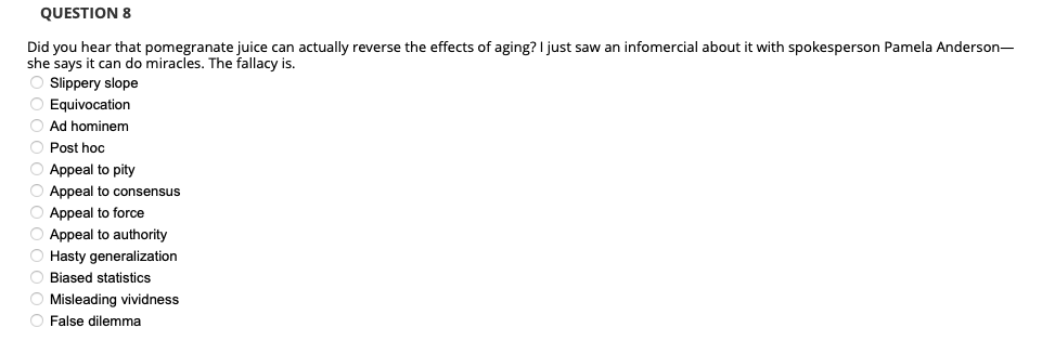 Solved QUESTION 8 Did you hear that pomegranate juice can | Chegg.com
