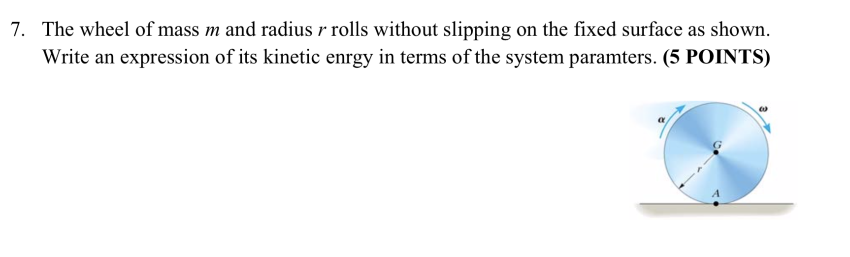 Solved The wheel of mass m and radius r rolls without | Chegg.com